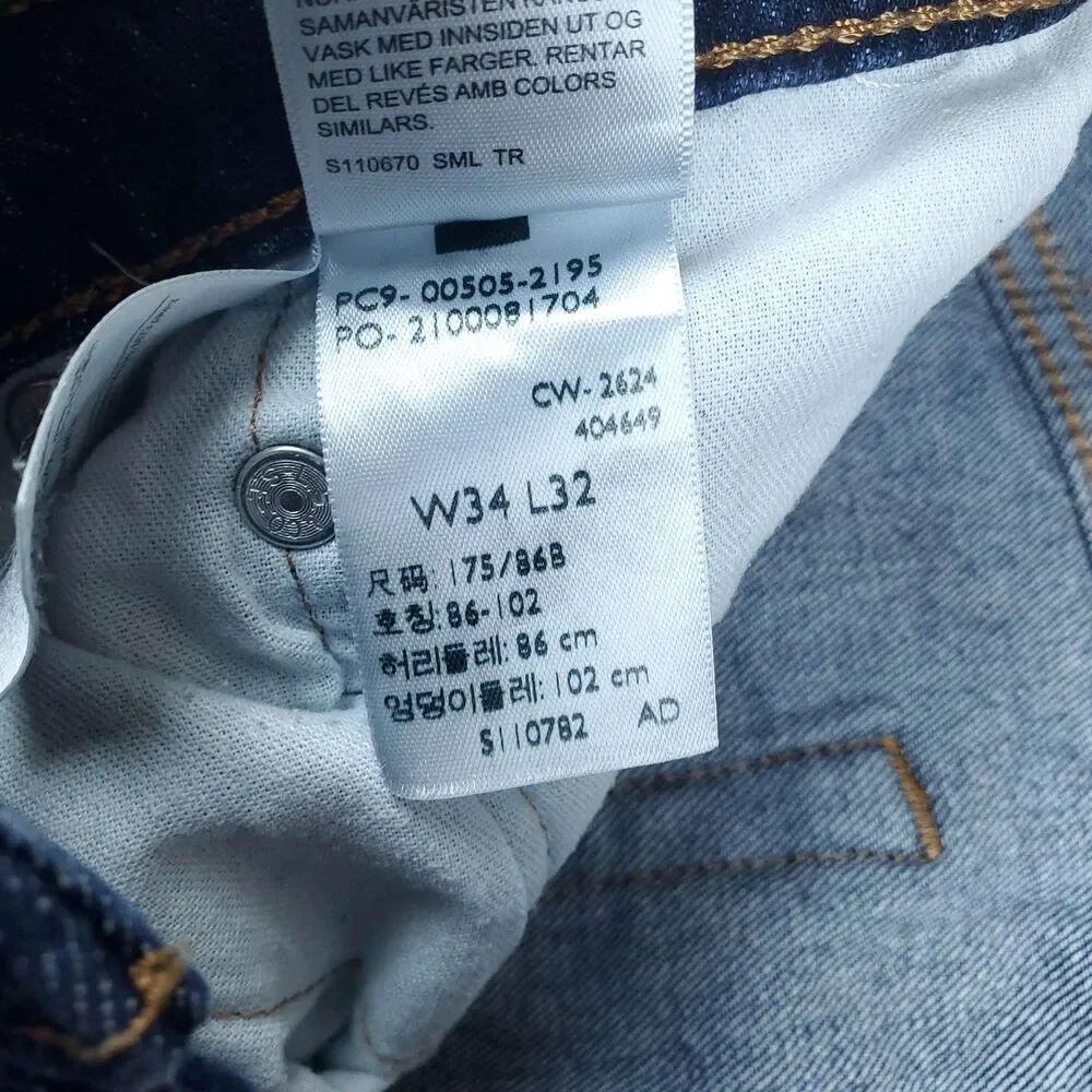 Levis 505 Jeans Mens 34x32 Blue Medium Wash Straight Stretch Zip Fly Denim